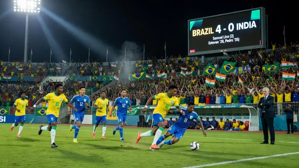 Brazil Overpowers India 4-0 as Lino Shines in Kolkata Friendly