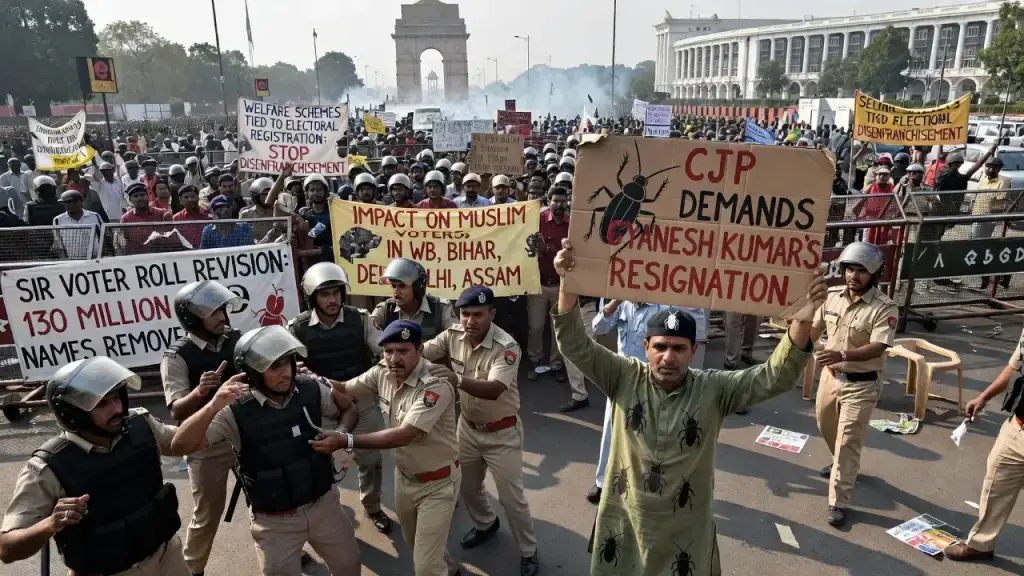 Delhi Crackdown Halts Protest Over Disputed Indian Voter Rolls